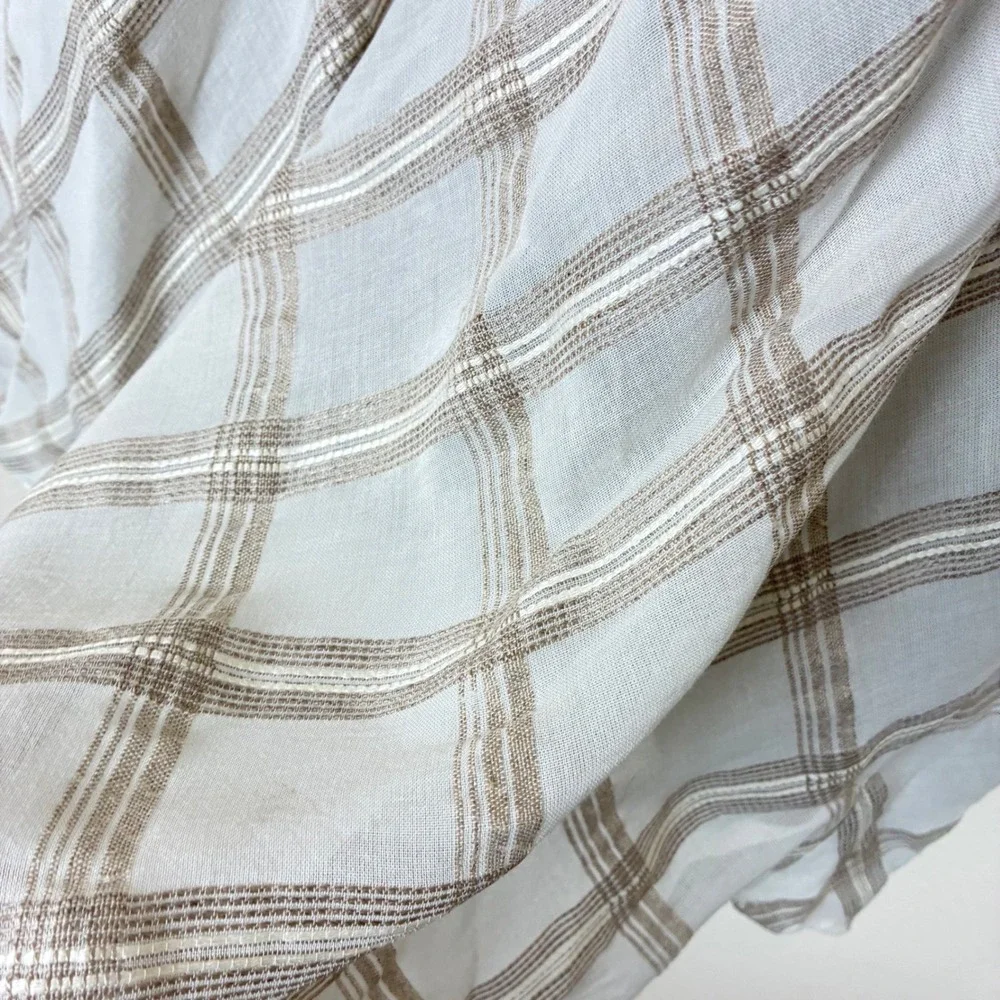 Y2K 90s Vtg Liz Claiborne Skirt M Linen Maxi Plaid Cottage Checkered Boho Office